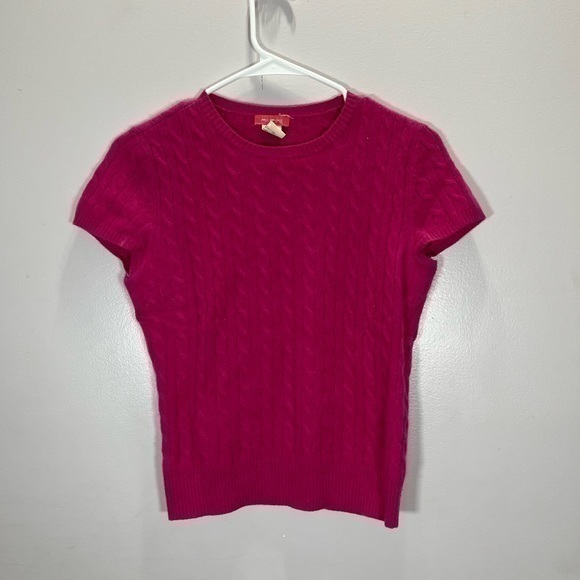 Vintage Definite View Barbiecore Hot Pink Cap Sleeve Knit 100% Cashmere Sweater - Picture 2 of 8